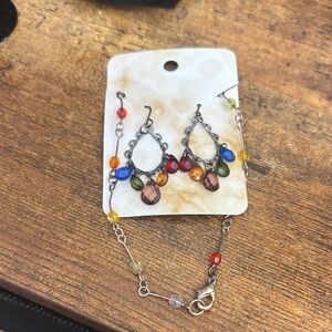 Multicolor Beaded Earrings and Bracelet/choker Set